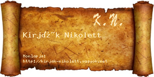 Kirják Nikolett névjegykártya